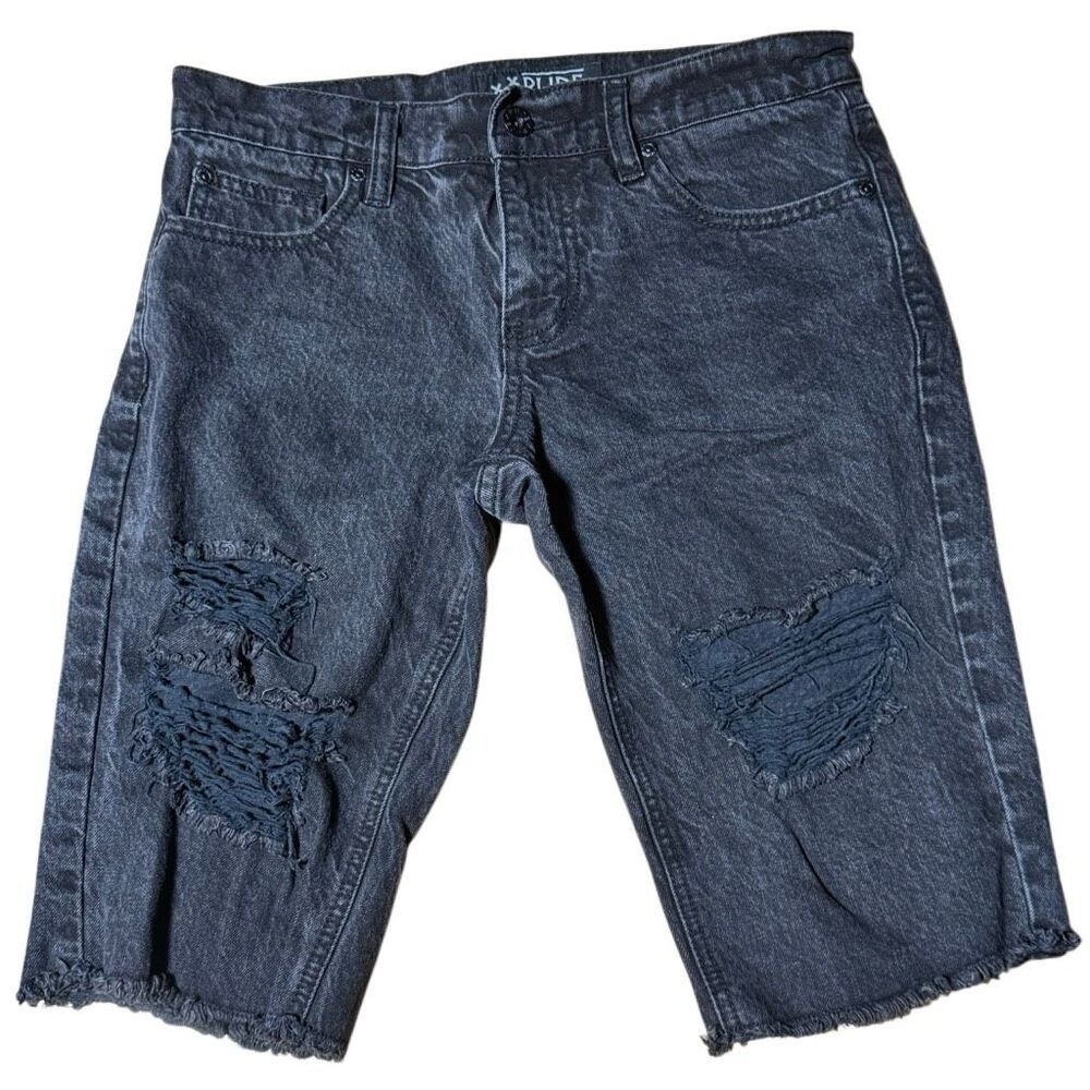 RUDE Black Ripped Destructed Skinny Jean Shorts Men’s Size 28